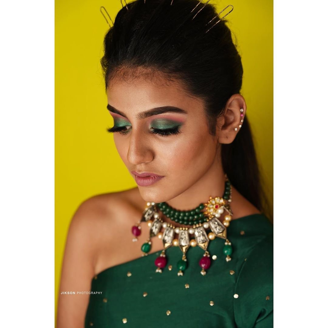 Priya Varrier Latest Photoshoot in Green - Indianrays.com