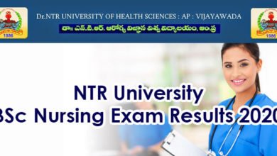 NTR University BSc Nursing Exam Results 2020